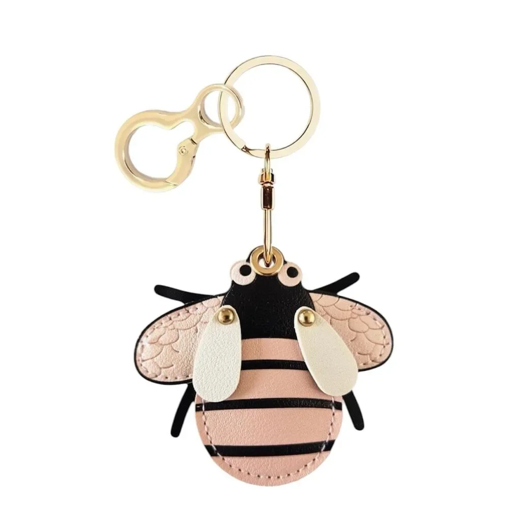 NEW Bee Leather Keychain Charm in Blush Pink and Black